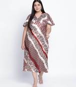 Chaste natural satin print women plus size dress