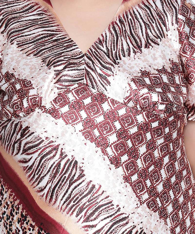 Chaste natural satin print women plus size dress