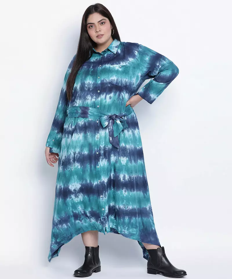 Celestical trendy  tie dye  button down plus  size  dress