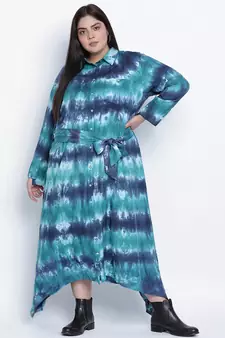 Celestical trendy  tie dye  button down plus  size  dress