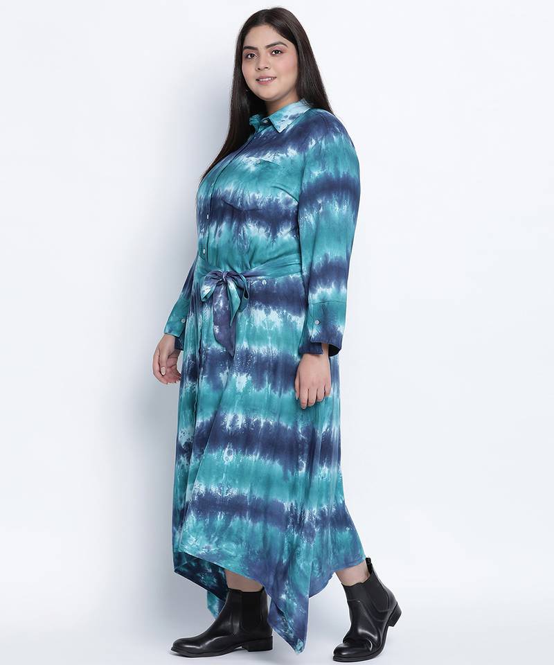 Celestical trendy  tie dye  button down plus  size  dress