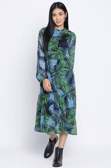 Winsomeness tropical print casual women dress