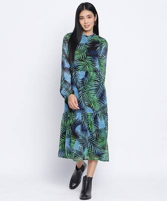 Winsomeness tropical print casual women dress 1