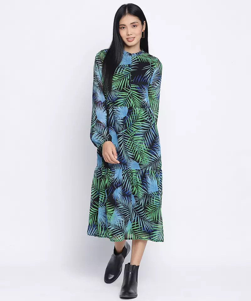 Winsomeness tropical print casual women dress