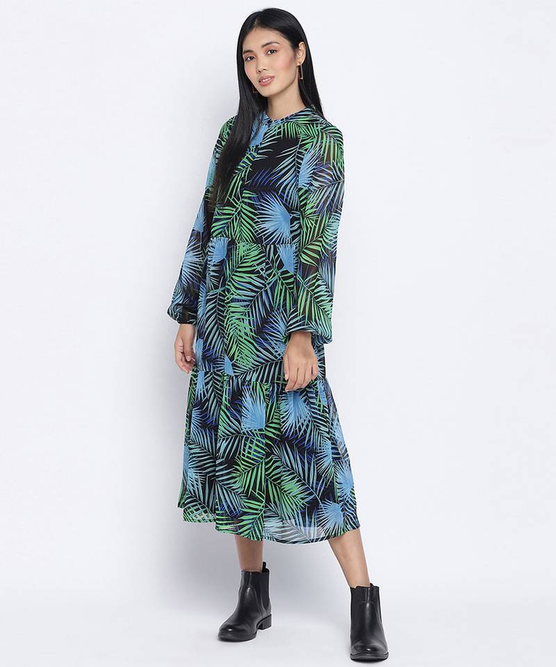 Winsomeness tropical print casual women dress