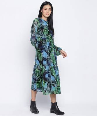 Winsomeness tropical print casual women dress 3