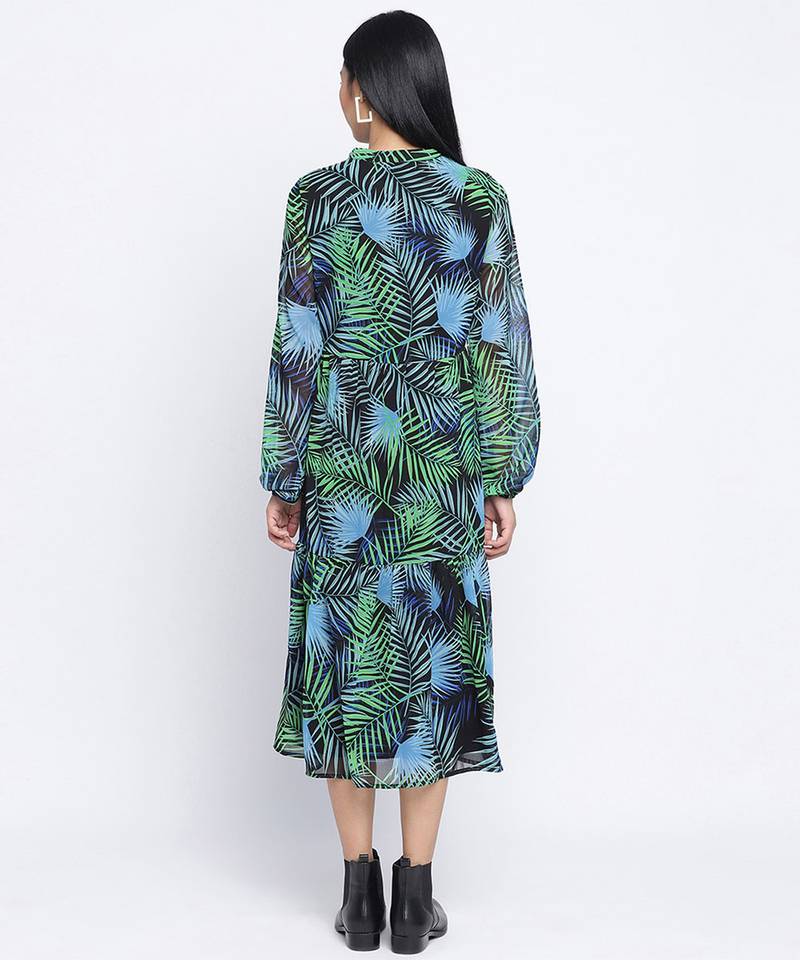 Winsomeness tropical print casual women dress
