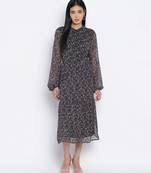 Flame black printed causal women dress