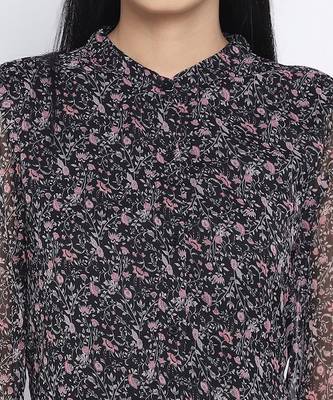 Flame black printed causal women dress 5