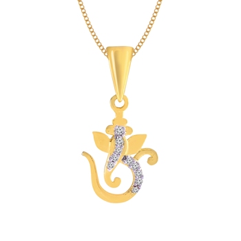3D Diamond Om Ganaraya Cz God Pendant 