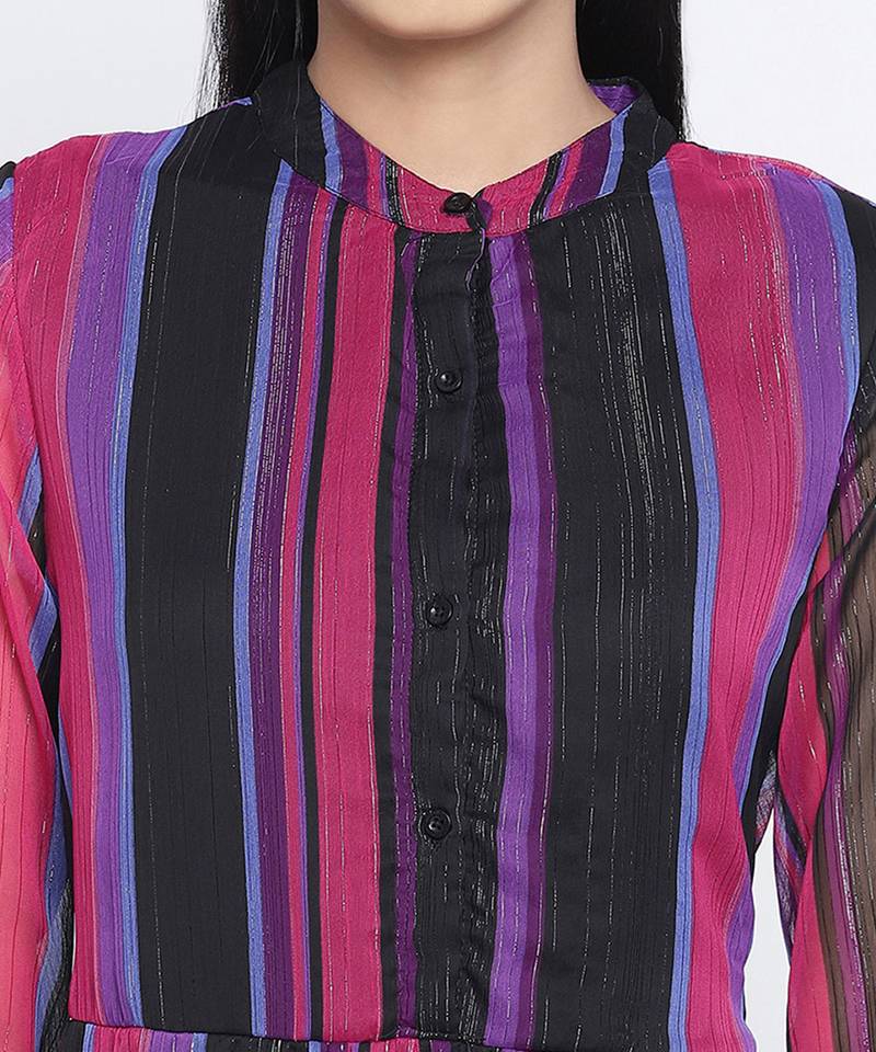 Lurex Rainbow meld stripez casual women dresss