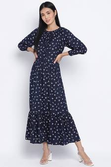 Exciting Blue printed causal women dress