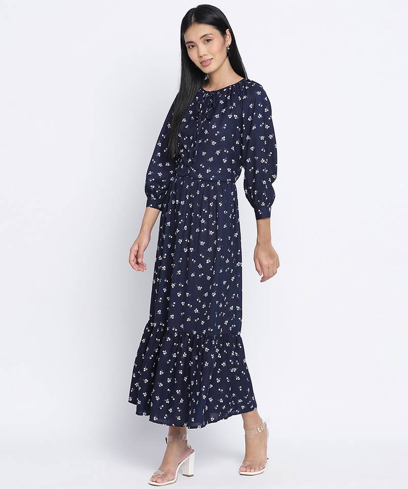 Exciting Blue printed causal women dress