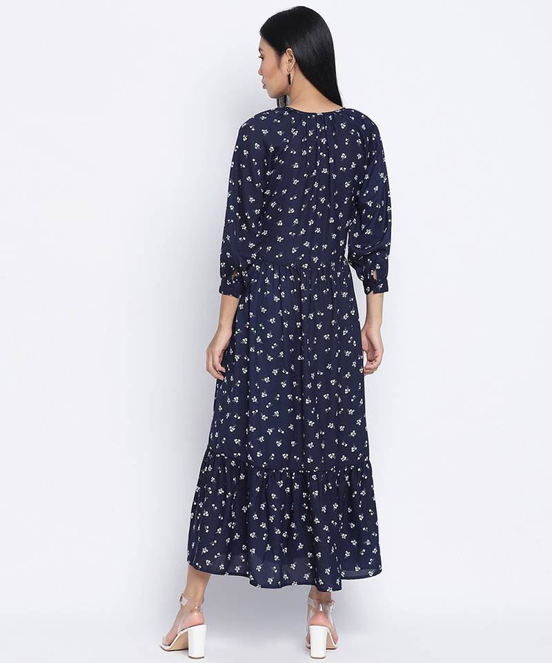 Exciting Blue printed causal women dress