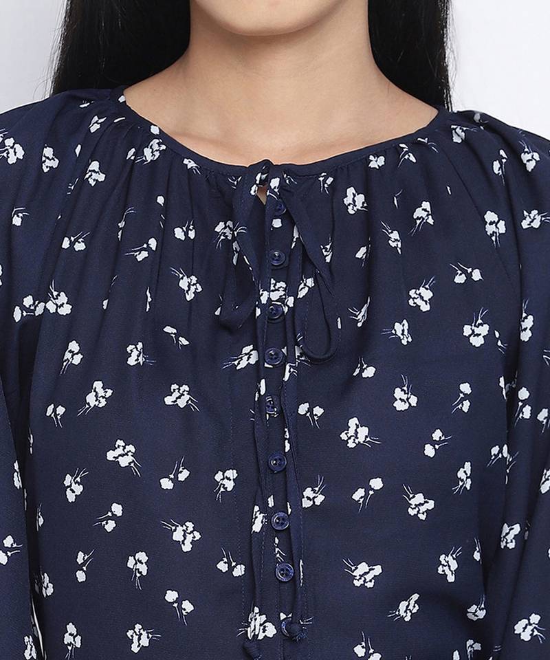 Exciting Blue printed causal women dress