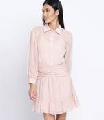 Delights peach Swissdot stylish women dress
