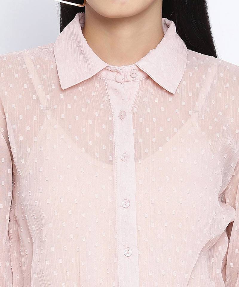 Delights peach Swissdot stylish women dress