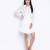 Grandeur white gathered Swissdot style women dress