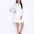 Grandeur white gathered Swissdot style women dress