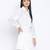 Grandeur white gathered Swissdot style women dress