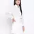 Grandeur white gathered Swissdot style women dress