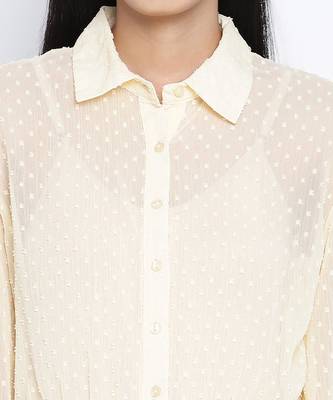 Suttle yellow gathered Swissdot style women dress 5