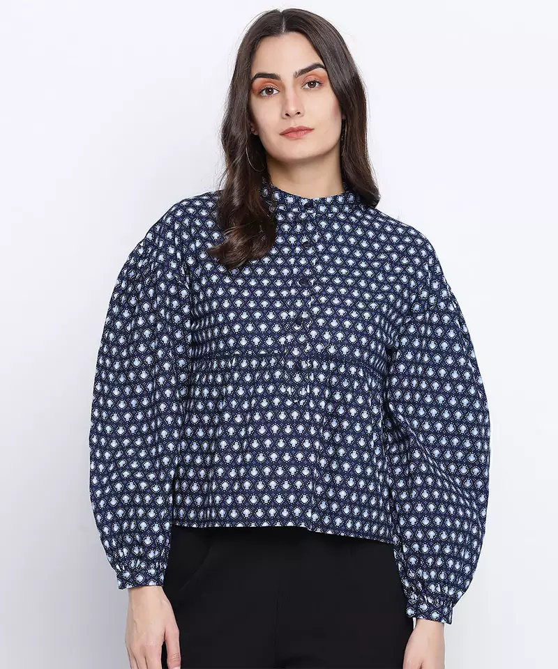 Ocean blue printed women top