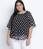 Blackablizz pleated polka printed plus size top