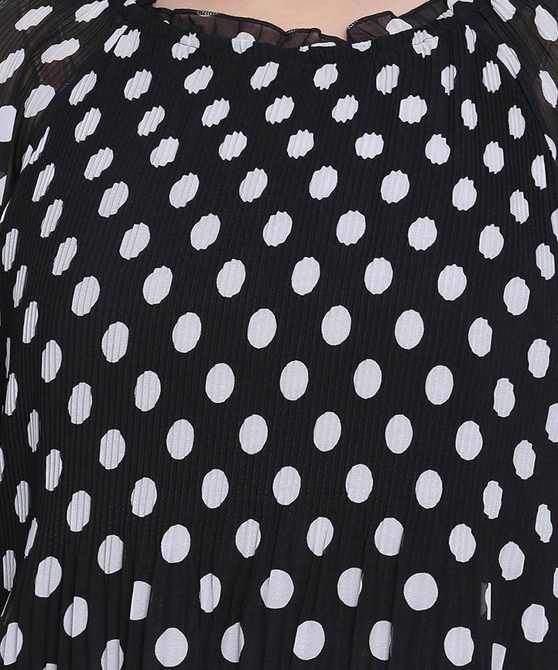 Blackablizz pleated polka printed plus size top