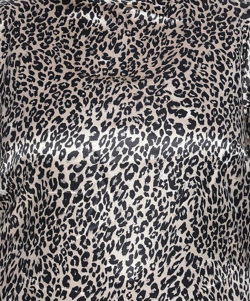 Striking black Animal satin print Plus tunic