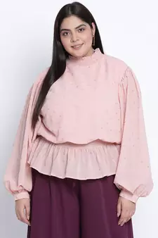 Taffy peach foil print  plus size  top