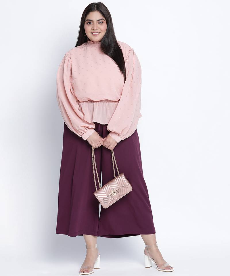 Taffy peach foil print  plus size  top