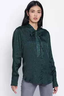 Hazzy  chic green women viscose dobby top