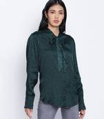 Hazzy  chic green women viscose dobby top
