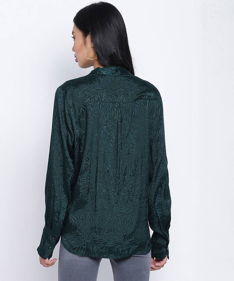 Hazzy  chic green women viscose dobby top