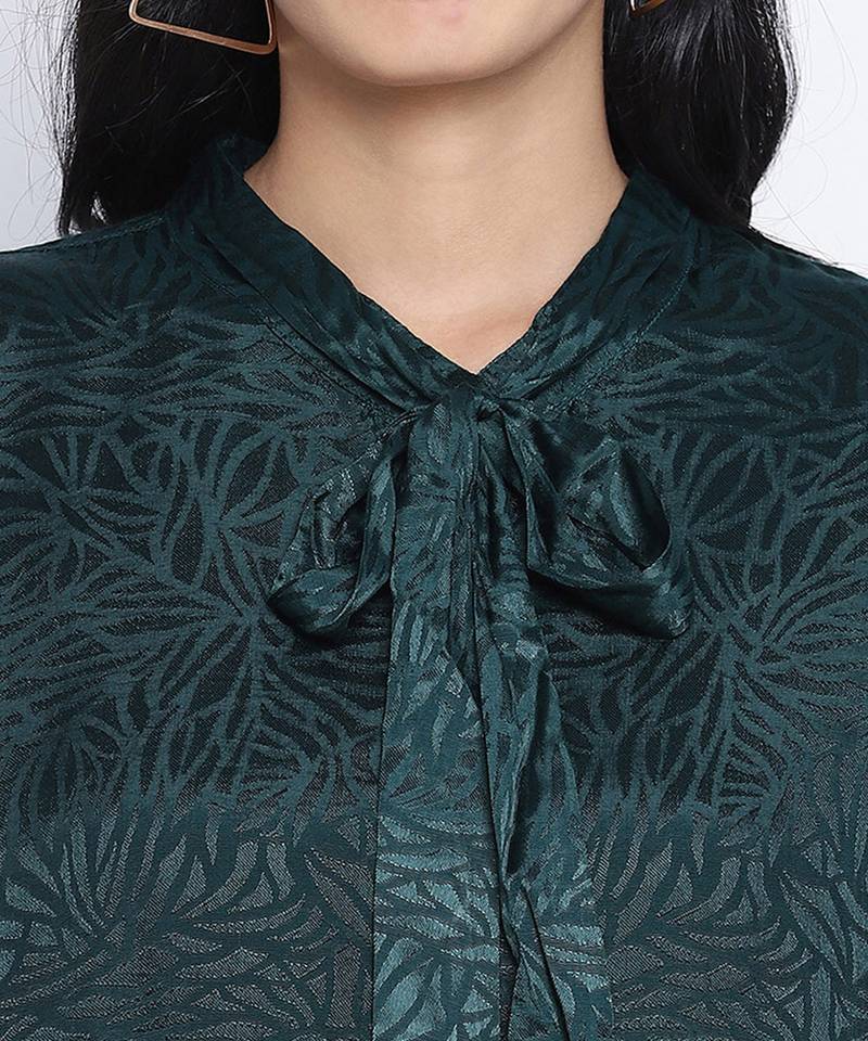 Hazzy  chic green women viscose dobby top