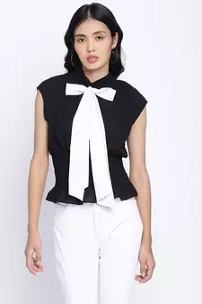 Femme fatal black color  bow style women top
