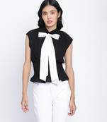 Femme fatal black color  bow style women top