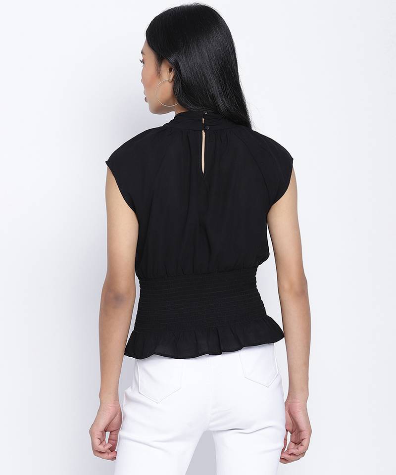 Femme fatal black color  bow style women top