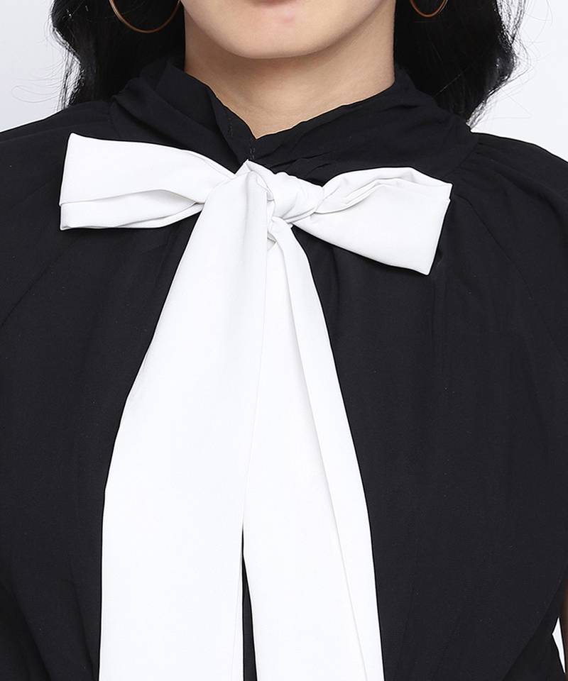 Femme fatal black color  bow style women top