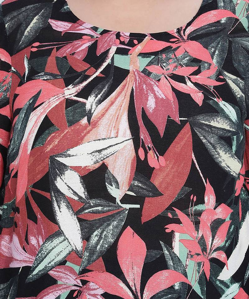 Fantallic tropical print plus size top