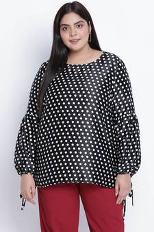 jaattic Black polka dot plus size top