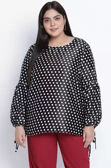 jaattic Black polka dot plus size top