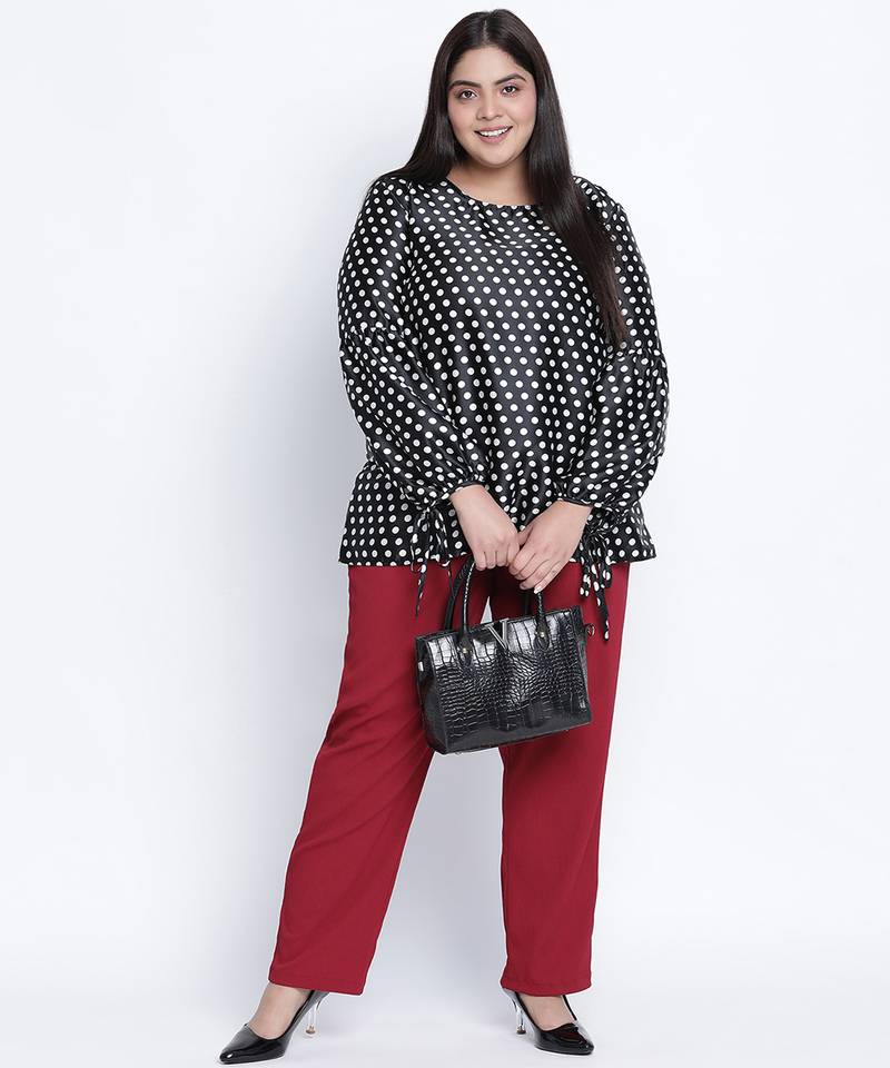 jaattic Black polka dot plus size top