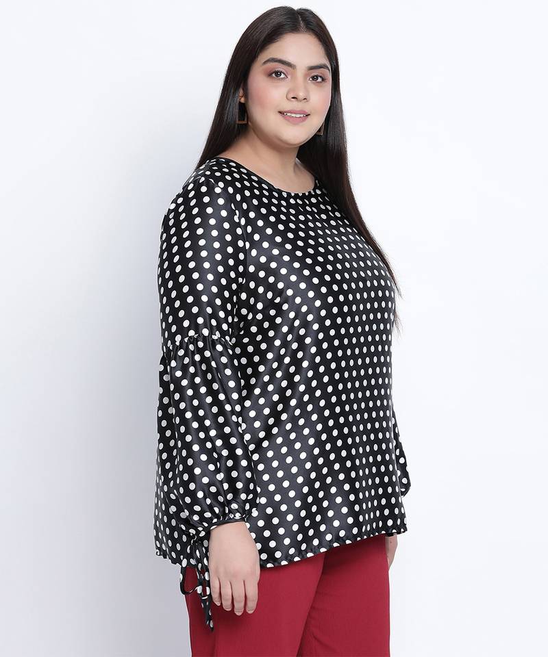 jaattic Black polka dot plus size top