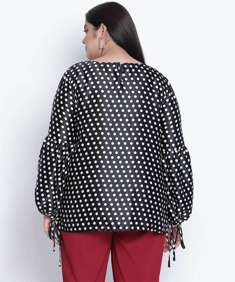 jaattic Black polka dot plus size top