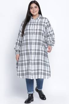 Lovallic button down plus size  Checked Tunic