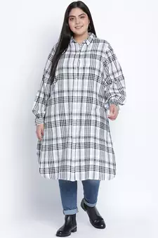 Lovallic button down plus size  Checked Tunic