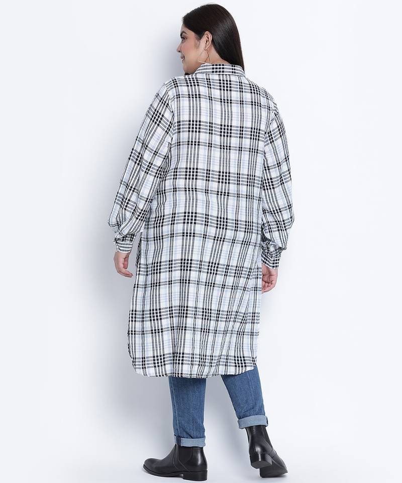 Lovallic button down plus size  Checked Tunic