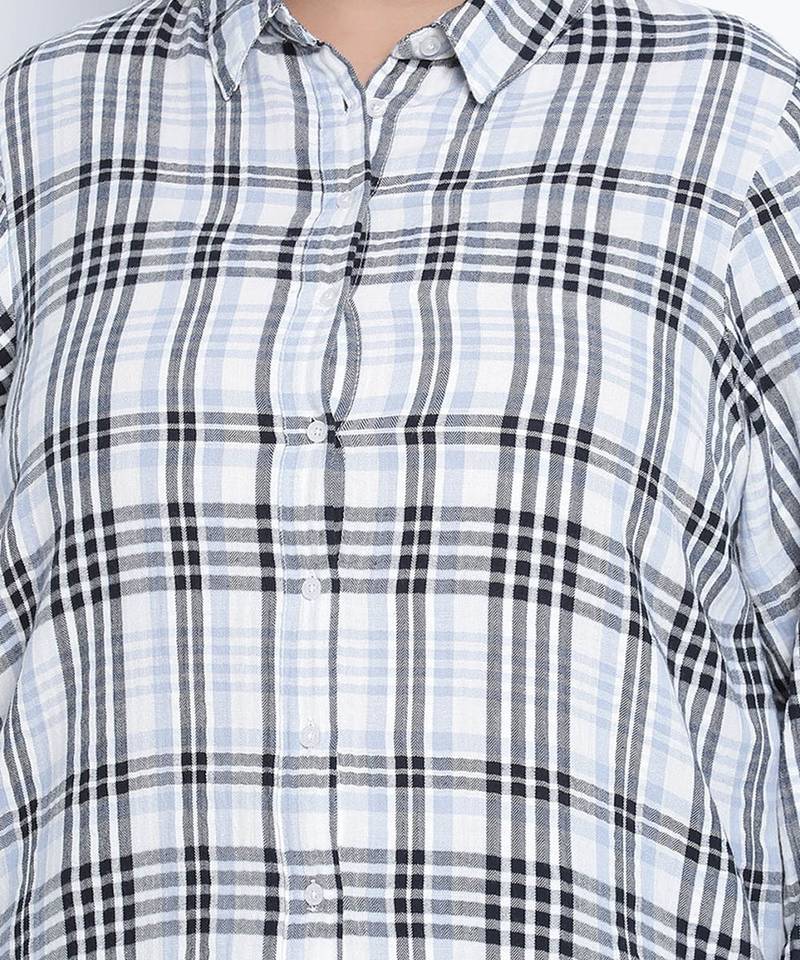 Lovallic button down plus size  Checked Tunic